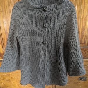 Classic Black Knit Women's Sweater Coat